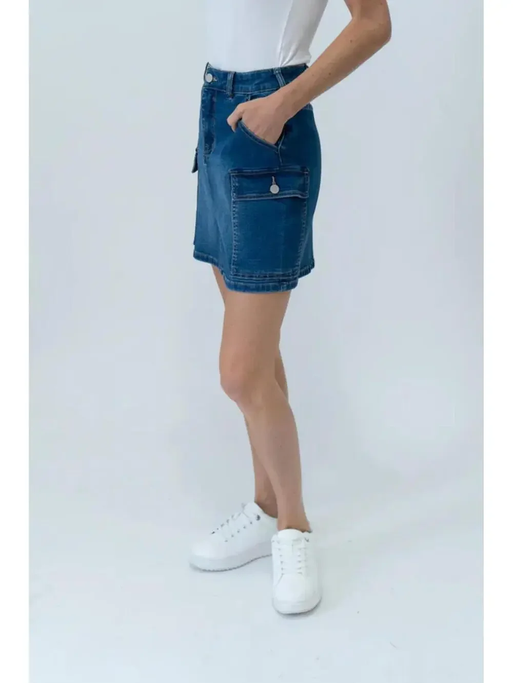 NWT Six Fifty Kyra Cargo Denim Mini Skirt Dark Wash Size XS - Picture 3 of 9
